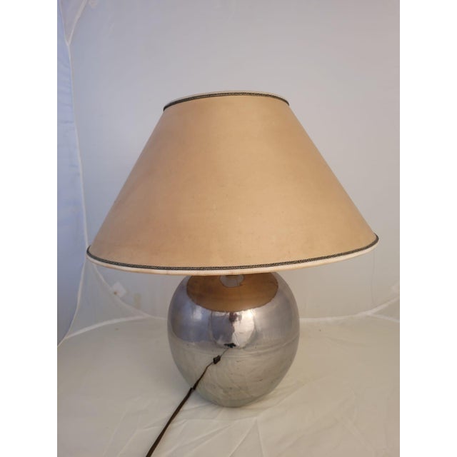 Vintage Silver-Plated Ceramic Table Lamp from La Bottega, 1980s For Sale - Image 4 of 13