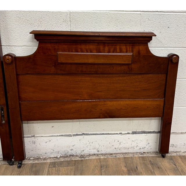 Wood Vintage Twin Size Victorian Eastlake Carved Headboard and Footboard For Sale - Image 7 of 15