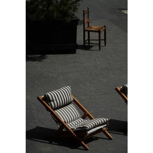 Mid-Century Lounge Chairs in Pine and Striped Cotton Canvas, Denmark, 1970s, Set of 2 For Sale - Image 10 of 17