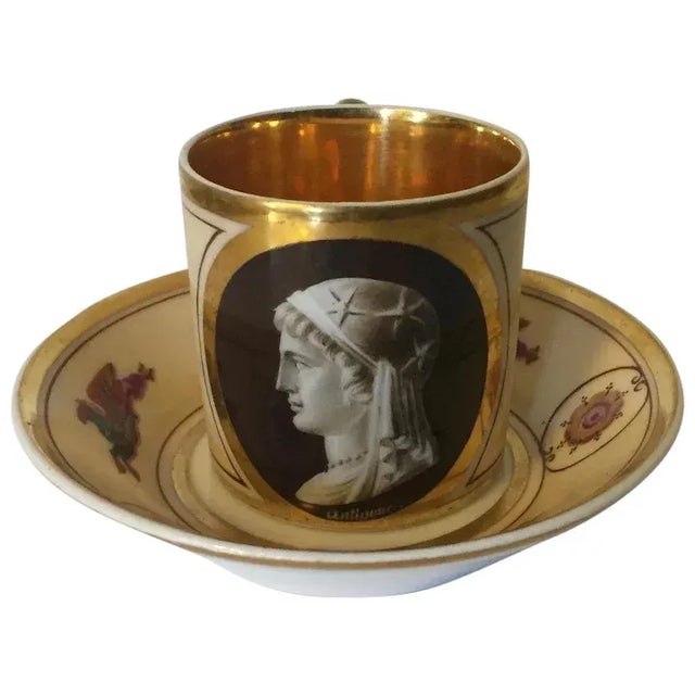 Antique Early 19th Century French Empire Porcelain La Courtille Tea Cup & Saucer - A Pair For Sale - Image 13 of 13