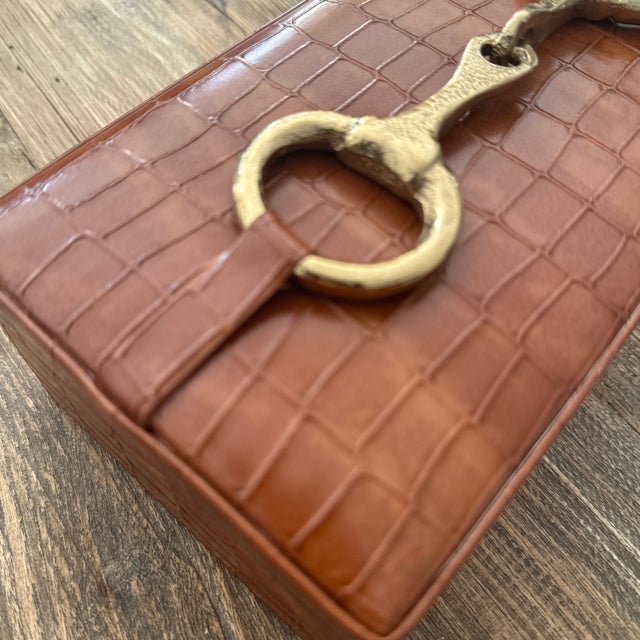 Campaign Horsebit Faux Croc Leather Box For Sale - Image 3 of 7