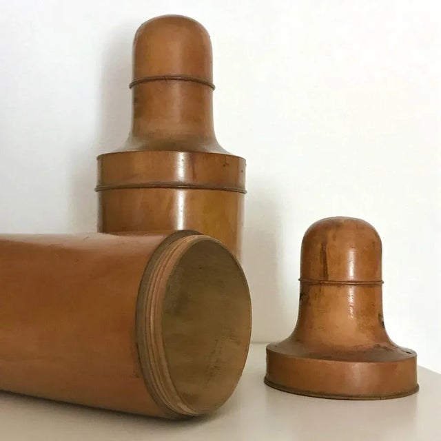 Brown Early 20th Century Italian Boxwood Pharmacy Bottles, Set of 2 For Sale - Image 8 of 11
