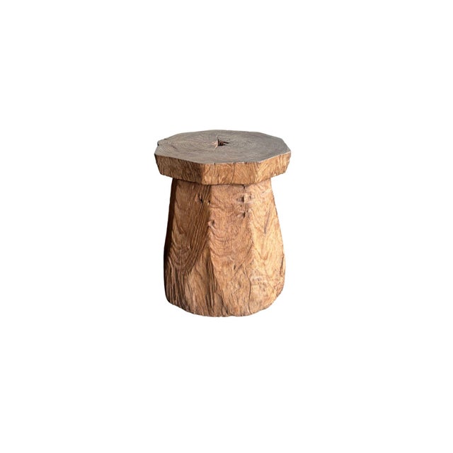 1970s Aged Javanese Teak Wood Side Table – Sculptural Organic Pedestal For Sale - Image 9 of 9