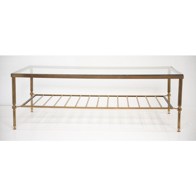 French Modern Cocktail or Coffee Low Table of Brass and Glass For Sale - Image 9 of 10