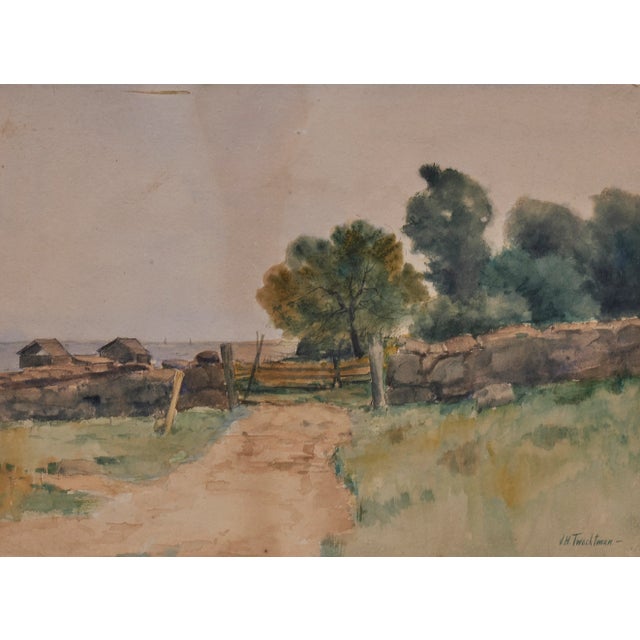 Paint Watercolor Landscape Painting Signed J H Twachtman (1853-1902) For Sale - Image 7 of 8