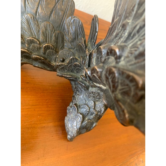 Ebony Antique Japanese Cast Iron Hinged Wing Eagle Sculpture For Sale - Image 8 of 11