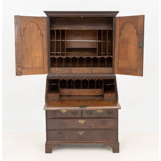 George III Oak Bureau Bookcase, 19th Century For Sale - Image 4 of 9