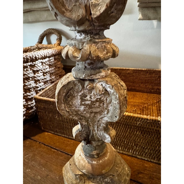 18th Century 18th-Century Italian Wooden Altar Stick For Sale - Image 5 of 10