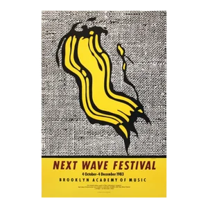 2002 Roy Lichtenstein 'Next Wave Festival' Pop Art Yellow,Gray USA Offset Lithograph