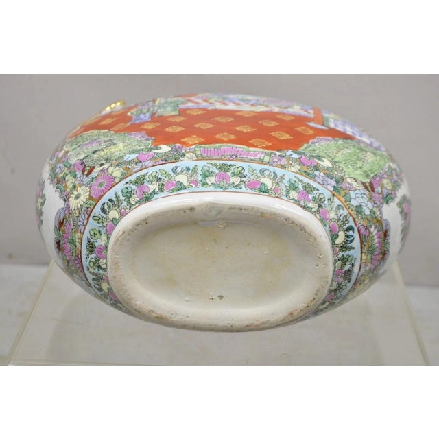 Ceramic Vintage Chinese Famille Rose Porcelain Figural Orange Moon Flask Vase W/ Dragons For Sale - Image 7 of 10