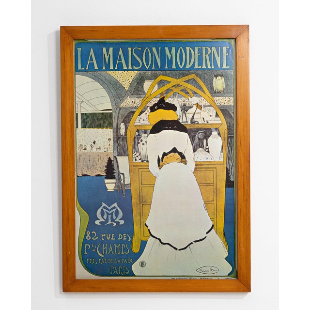 Mid 20th Century France Modern Blue Wood Poster For Sale In Greensboro - Image 6 of 15