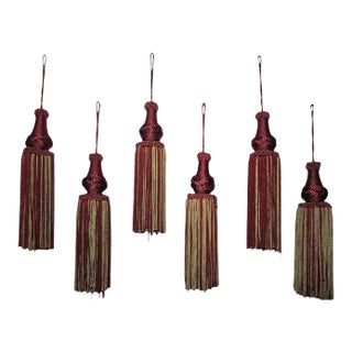 6 Red and Gold "Christmas" Tassels For Sale