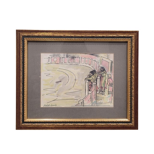 Félix Cuadrado Lomas, Bullring, 20th Century, Watercolor, Framed For Sale - Image 10 of 10
