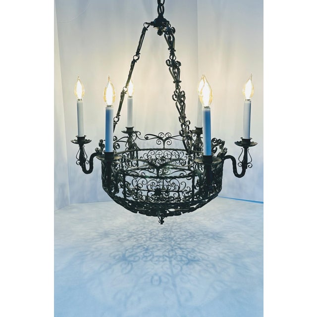 21st Century Arte De Mexico 6-Light Spanish Colonial-Style Chandelier For Sale In New York - Image 6 of 12