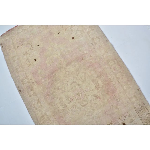 1950s Faded Red and Beige Vintage Carpet For Sale - Image 5 of 10