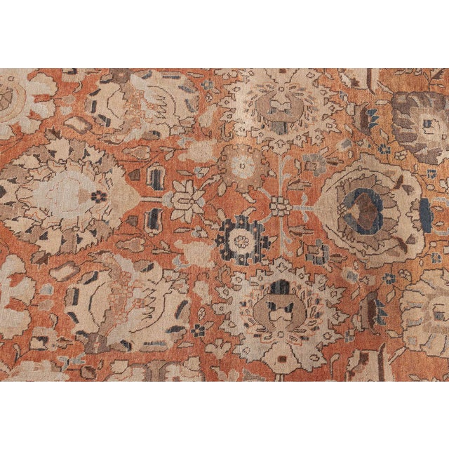 Textile Antique Persian Tabriz Botanic Handmade Wool Rug For Sale - Image 7 of 10