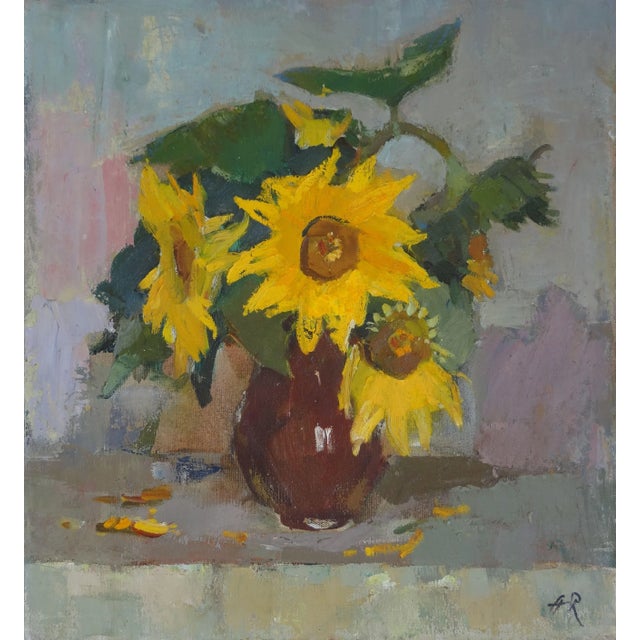 1990s Aleksandr Rodin, Sunflowers, 1994, Oil on Canvas For Sale - Image 5 of 5
