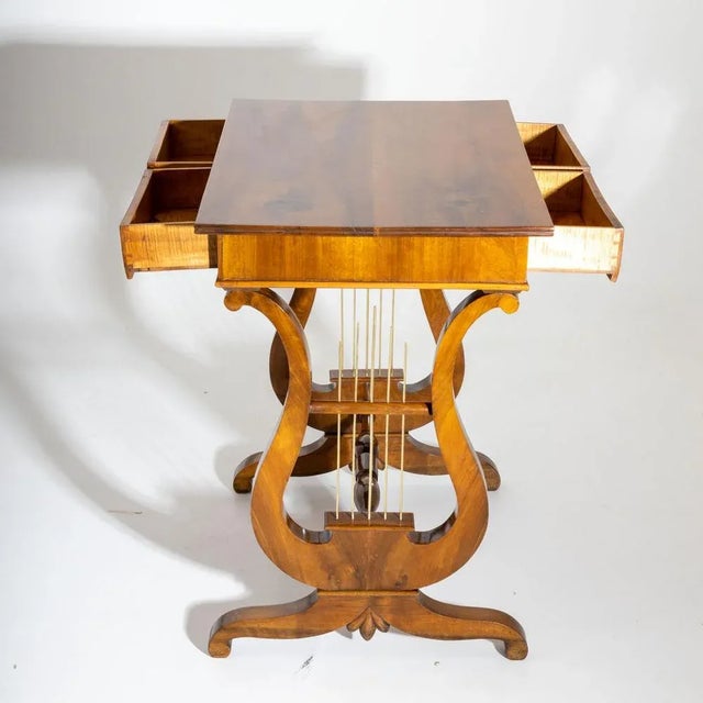 Biedermeier Lyre Worktable, 1820s For Sale - Image 6 of 8