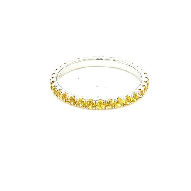 2010s Natural Yellow Sapphire Ring Size 6.5 14k W Gold 0.66 CTW Certified For Sale - Image 5 of 9