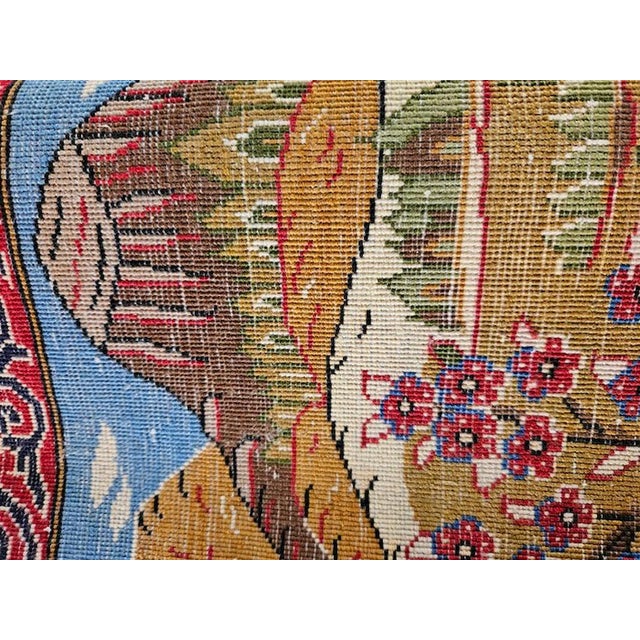 Hand-Knotted Figurative Mountain Landscape with Gazelles Rug, 1980s For Sale - Image 6 of 10