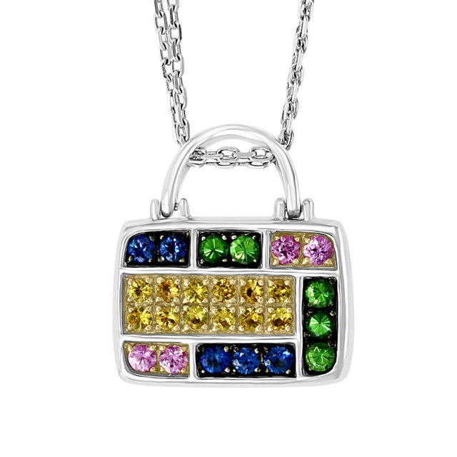 2.0 Carat Multi Sapphire Pendant /Necklace 18 Karat Gold Estate, Pocket Book For Sale - Image 9 of 18