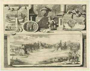 Desseine, Illustration of the Tiber River in Rome, Italy, 1704, Print