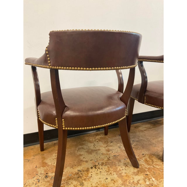 Pair of Late 20th Century Executive Side Chairs in Leather by Hickory Chair For Sale - Image 12 of 18