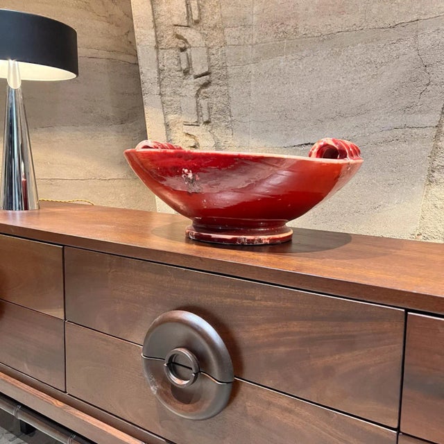 Mid-Century Modern 1960s Fortunata Design Italian Art Pottery Bowl in Oxblood Red For Sale - Image 3 of 12