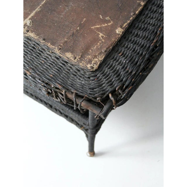 Farmhouse Antique Wicker Library Table For Sale - Image 3 of 13