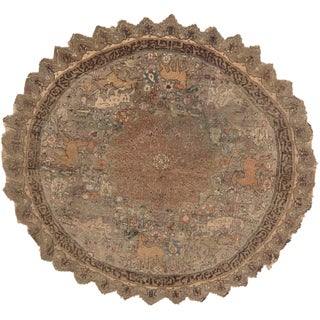 Doris Leslie Blau 1880s Antique Turkish Round Silk & Metal Thread Rug For Sale