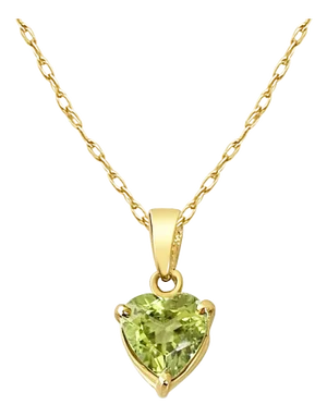 Heart Shaped Peridot Necklace 14k Yellow Gold 16"