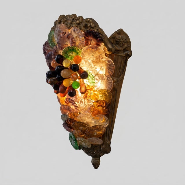 Postmodern Cornucopia Wall Sconces in Murano Glass, Italy, 1980, Set of 2 For Sale - Image 3 of 17