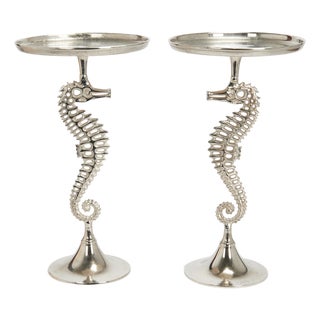 Pair of Vintage Aluminum Seahorse Stands or Tables For Sale