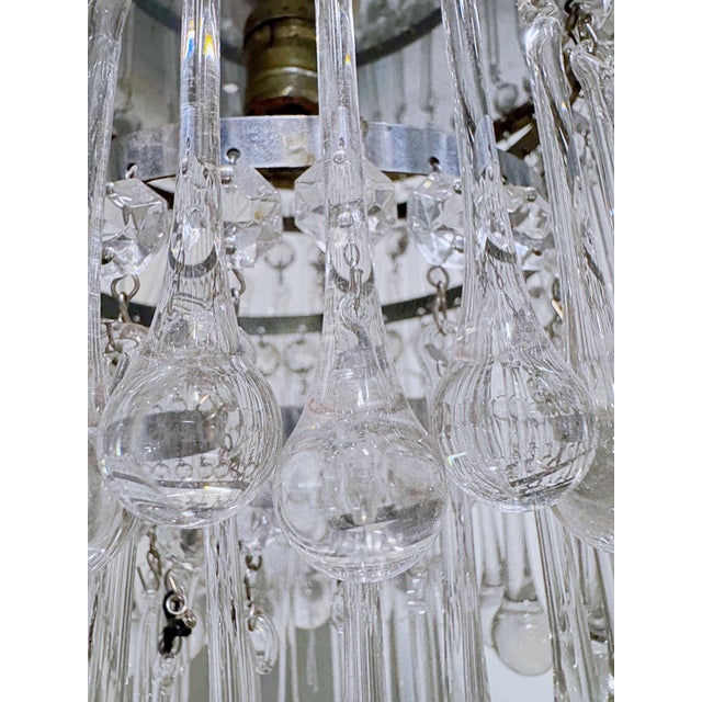 Vintage Hollywood Regency Floral Embossed Brass Tiered Waterfall Teardrop Chandelier For Sale - Image 10 of 10