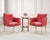 A stylish pair of Italian Art Deco style leather lounge armchairs crafted in the style of mid-century Italian furniture...