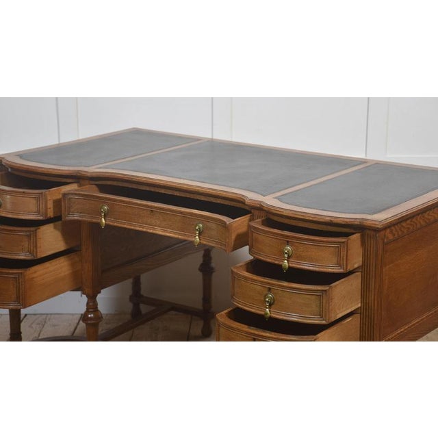 Oak Pedestal Writing Desk, 1890s For Sale - Image 9 of 13