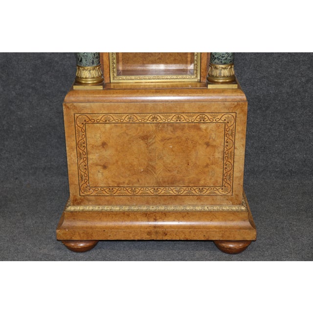 Antique French Empire Style Bronze and Marble Mounted Tall Case Clock For Sale - Image 9 of 15