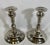 Vintage Pair of Classic Silver Plate Candlesticks From England. Each measures 4 3/4 W x 4 3/4” D x 6 1/2” T