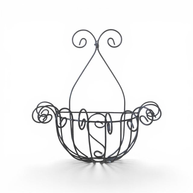 Shabby Chic Vintage Wrought Iron Scrolled Wall Pocket Planter For Sale - Image 3 of 17