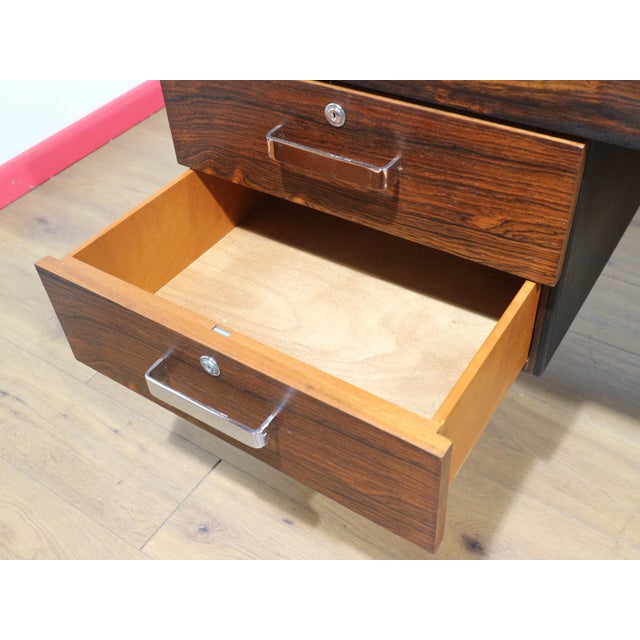 Mid Century Modern Vintage Rosewood Writing Office Desk For Sale - Image 10 of 15