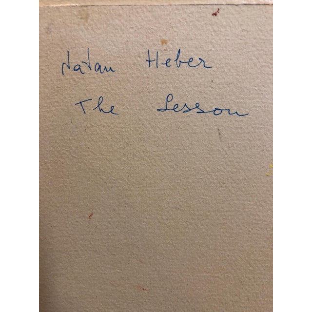 Paint Natan Heber, Israeli Judaica Shtetl "The Lesson" Rabbi Studying Scene Naive Art Oil Painting For Sale - Image 7 of 7