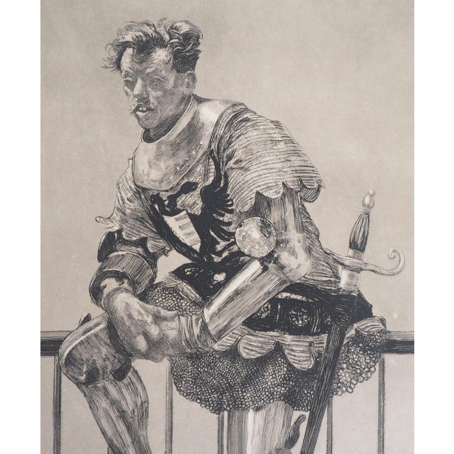 Paul Renouard, Knight at Rest, 1893, Original Etching For Sale - Image 5 of 6