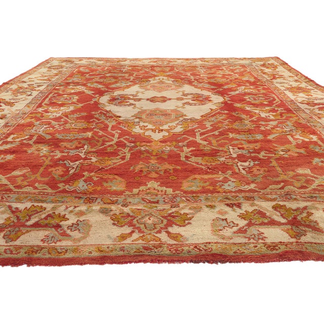 Tribal Antique Turkish Oushak Rug, 11'08 X 16'02 For Sale - Image 3 of 9