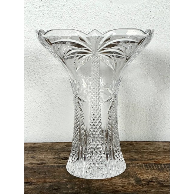 Vintage Palm Tree Crystal Vase For Sale - Image 12 of 12