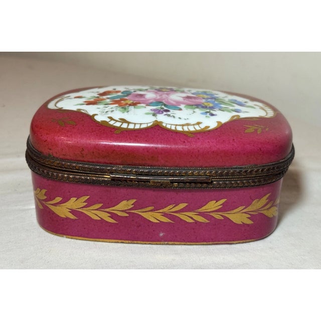 Large Antique 19th Century Hand Painted French B. Altman Porcelain Dresser Box For Sale - Image 12 of 12