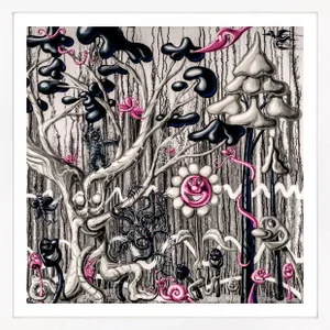 Kenny Scharf Furungle (Black), Large Framed Archival Print With Diamond Dust, 2021