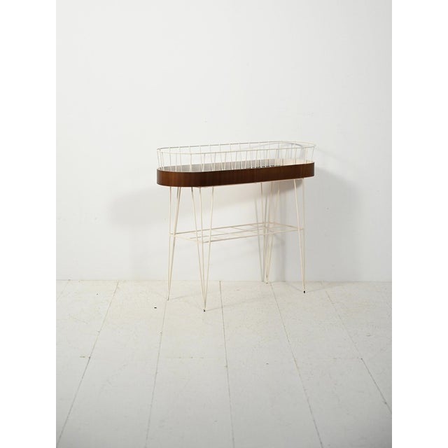 Scandinavian Oval Flower Holder in Metal and Teak, 1960s For Sale - Image 3 of 10