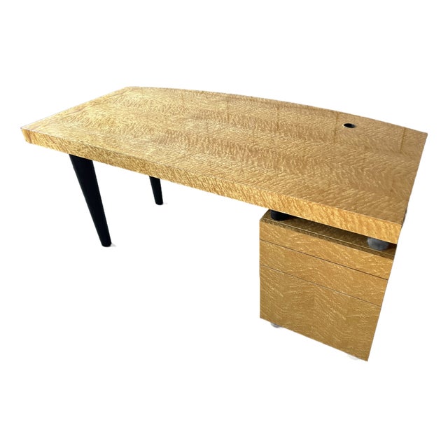 Leon Rosen for Pace Collection “Boca” Executive Desk in Birdseye Maple For Sale