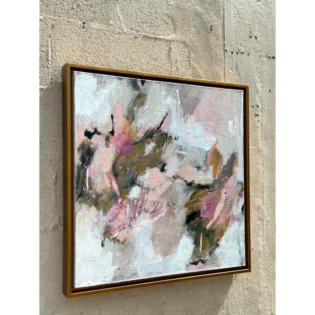 Late 20th Century Vintage Boho Original Abstract Painting on Canvas For Sale - Image 5 of 7