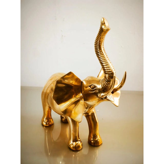 Gold Vintage Gold Brass Elephant For Sale - Image 8 of 12